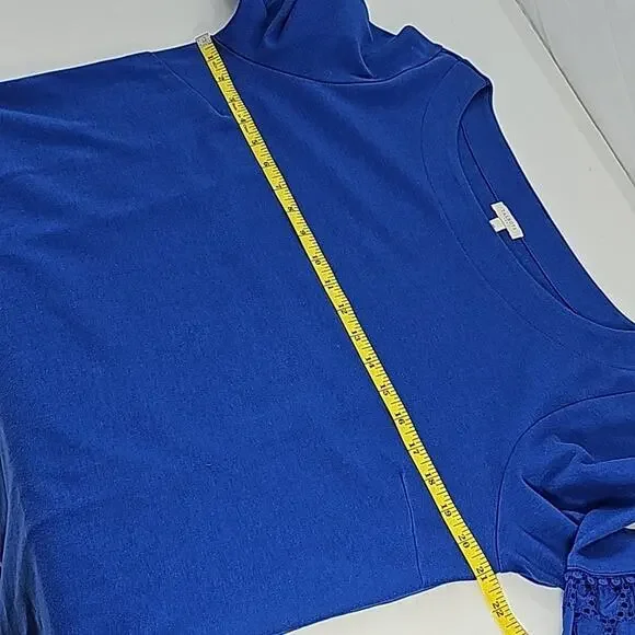 Talbots Womens Sz M Royal Blue Lace Bell Sleeves 100% Cotton Knee Length Dress - Picture 9 of 10